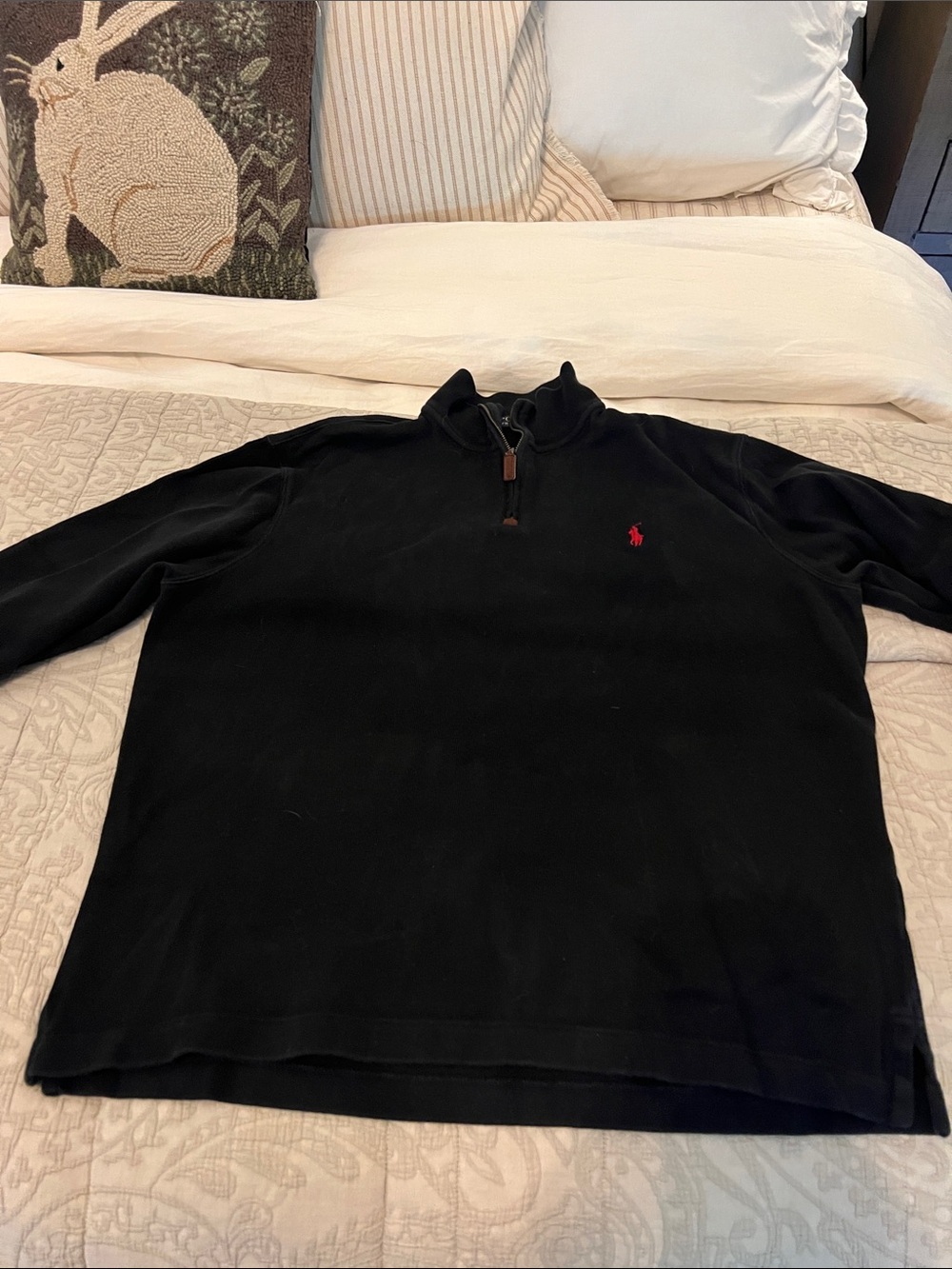 Polo by Ralph Lauren Black Quarter-Zip Pullover with Red Pony